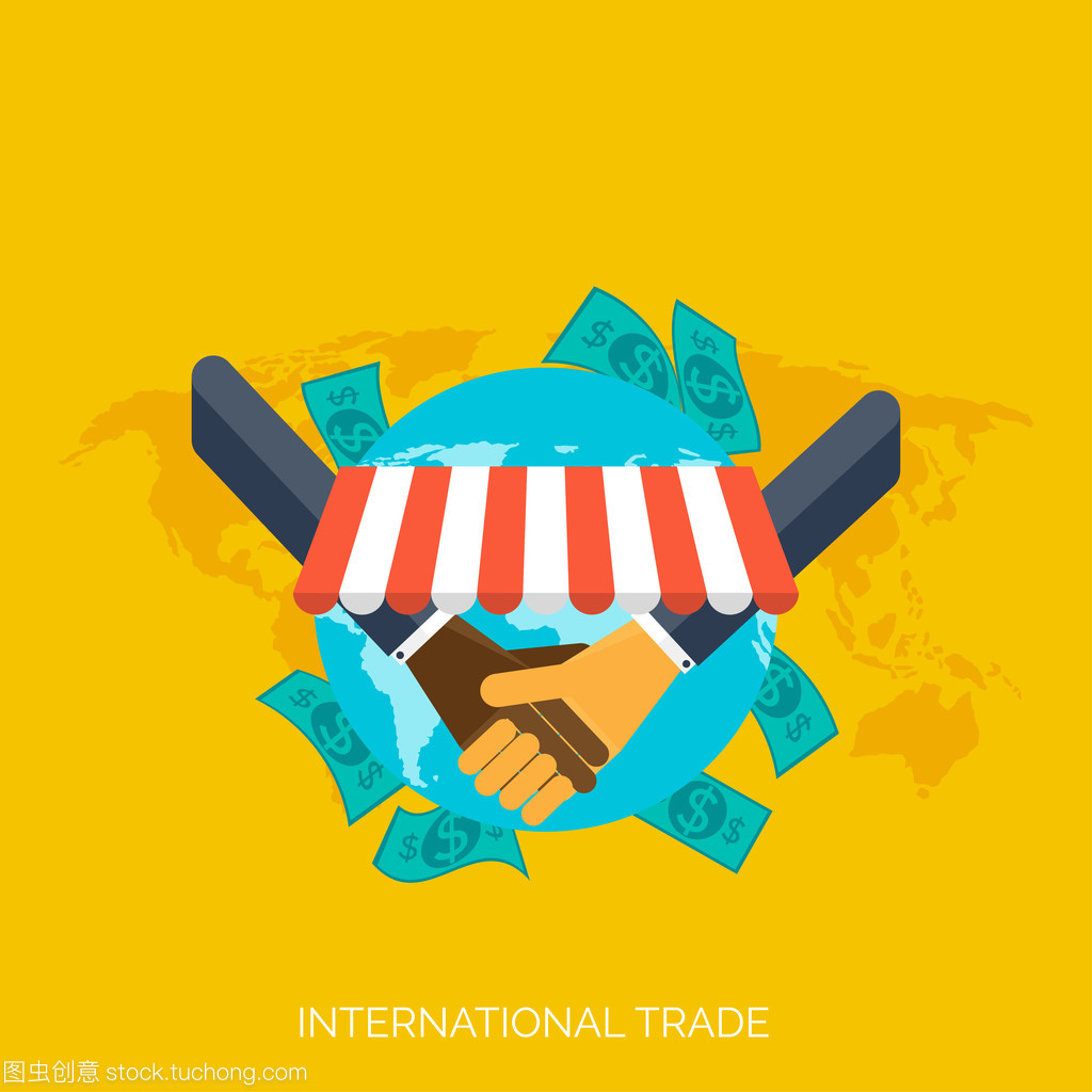 平的手。全球國際貿易概念背景。業務和賺錢